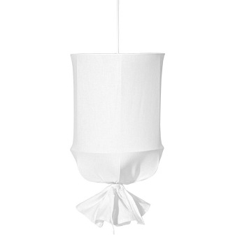 Lampa wisząca abażurowa Round lniana biała